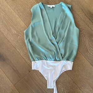 Favorite daughter sleeveless wrap bodysuit 
Sage green